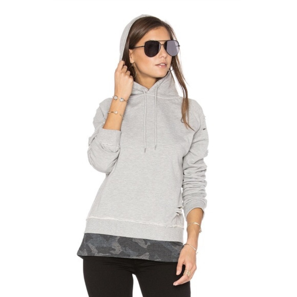 Distressed Loungewear Hoodie w/ Camo
